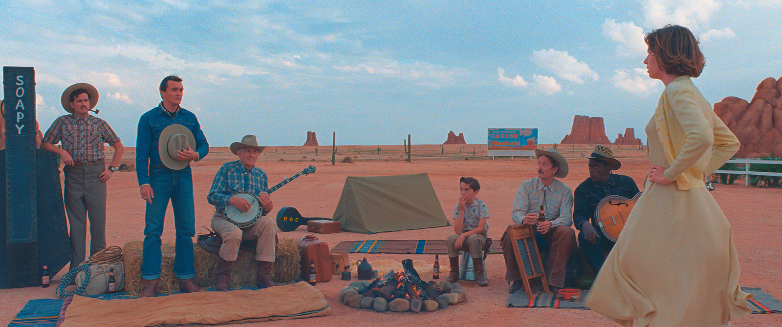 Pere Mallen Rupert Friend JeanYves Lozac'h Jarvis Cocker Seu Jorge and Maya Hawke in Asteroid City 2023.